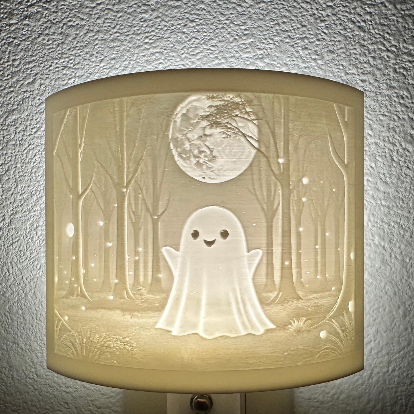 Friendly Ghost Night Light | Whimsical Halloween Home Decor | White or Beige