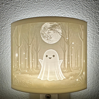 Friendly Ghost Night Light | Whimsical Halloween Home Decor | White or Beige