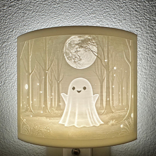 Friendly Ghost Night Light | Whimsical Halloween Home Decor | White or Beige