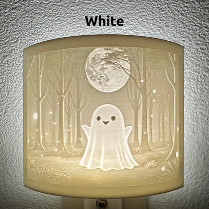 Friendly Ghost Night Light | Whimsical Halloween Home Decor | White or Beige