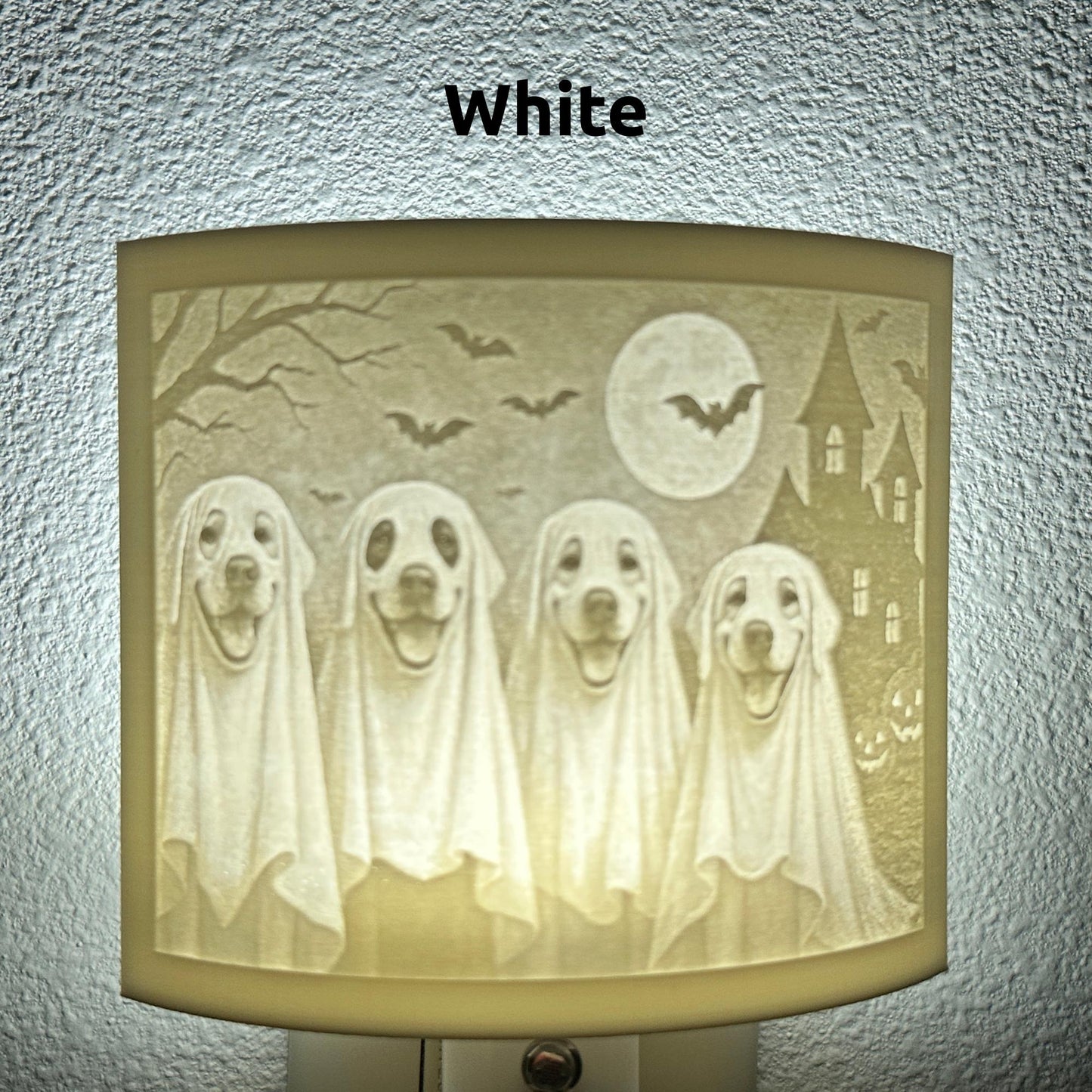 Haunted Pups Halloween Night Light | Whimsical Halloween Home Decor | White or Beige
