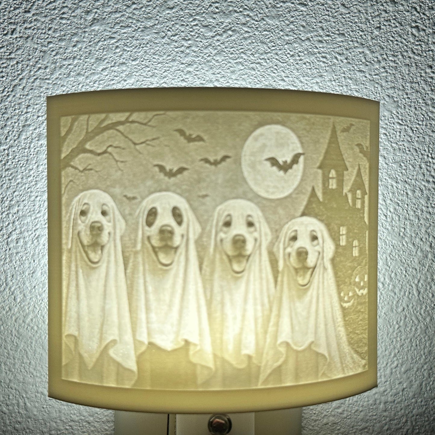 Haunted Pups Halloween Night Light | Whimsical Halloween Home Decor | White or Beige