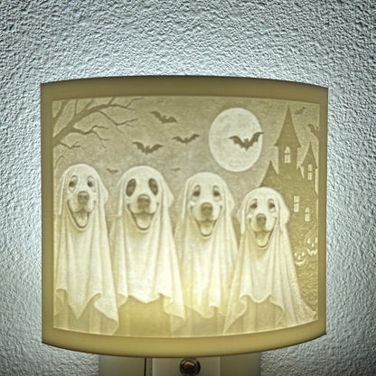 Haunted Pups Halloween Night Light | Whimsical Halloween Home Decor | White or Beige