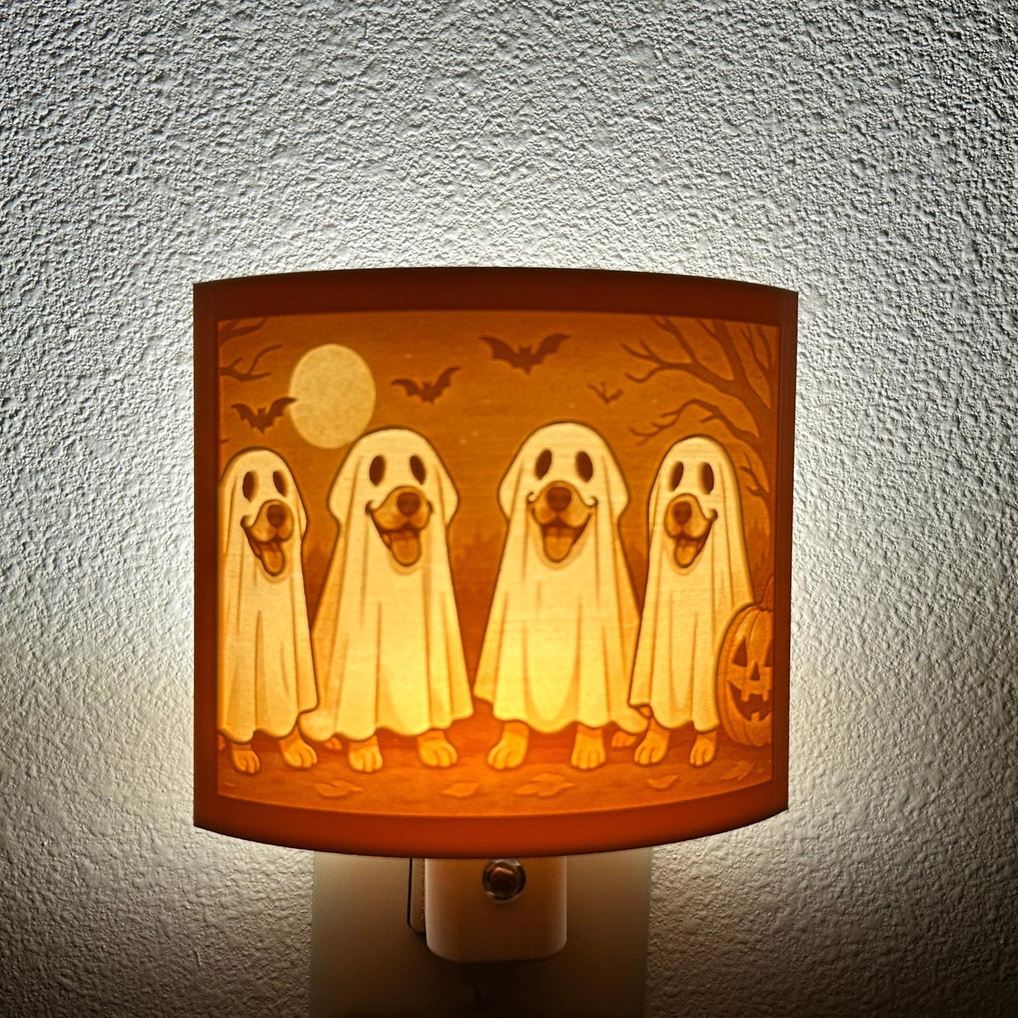 Ghost Pups Jack O' Lantern Night Light: Whimsical Halloween Decor