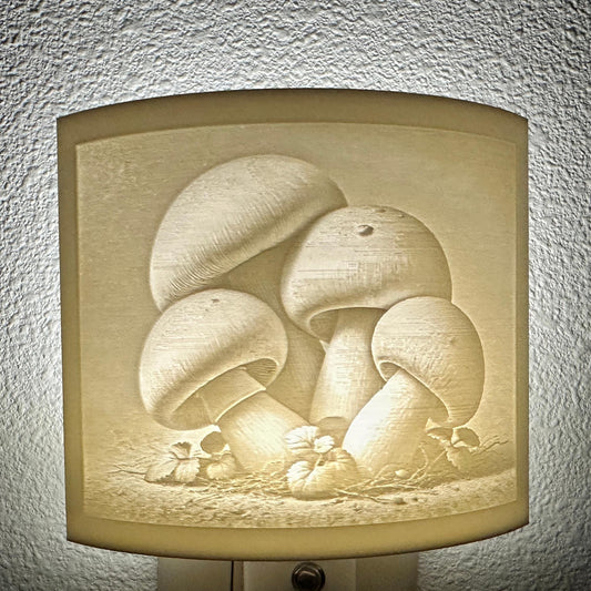Mushroom Night Light: Woodland Cottagecore Decor - Beige or White Glow