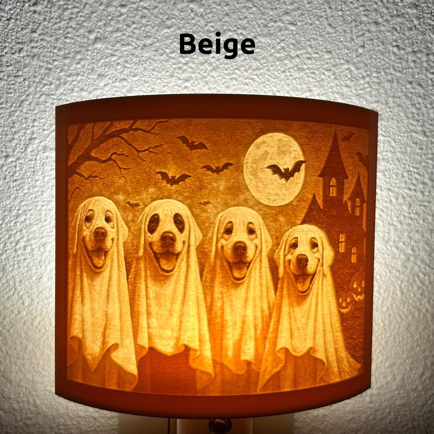 Haunted Pups Halloween Night Light | Whimsical Halloween Home Decor | White or Beige