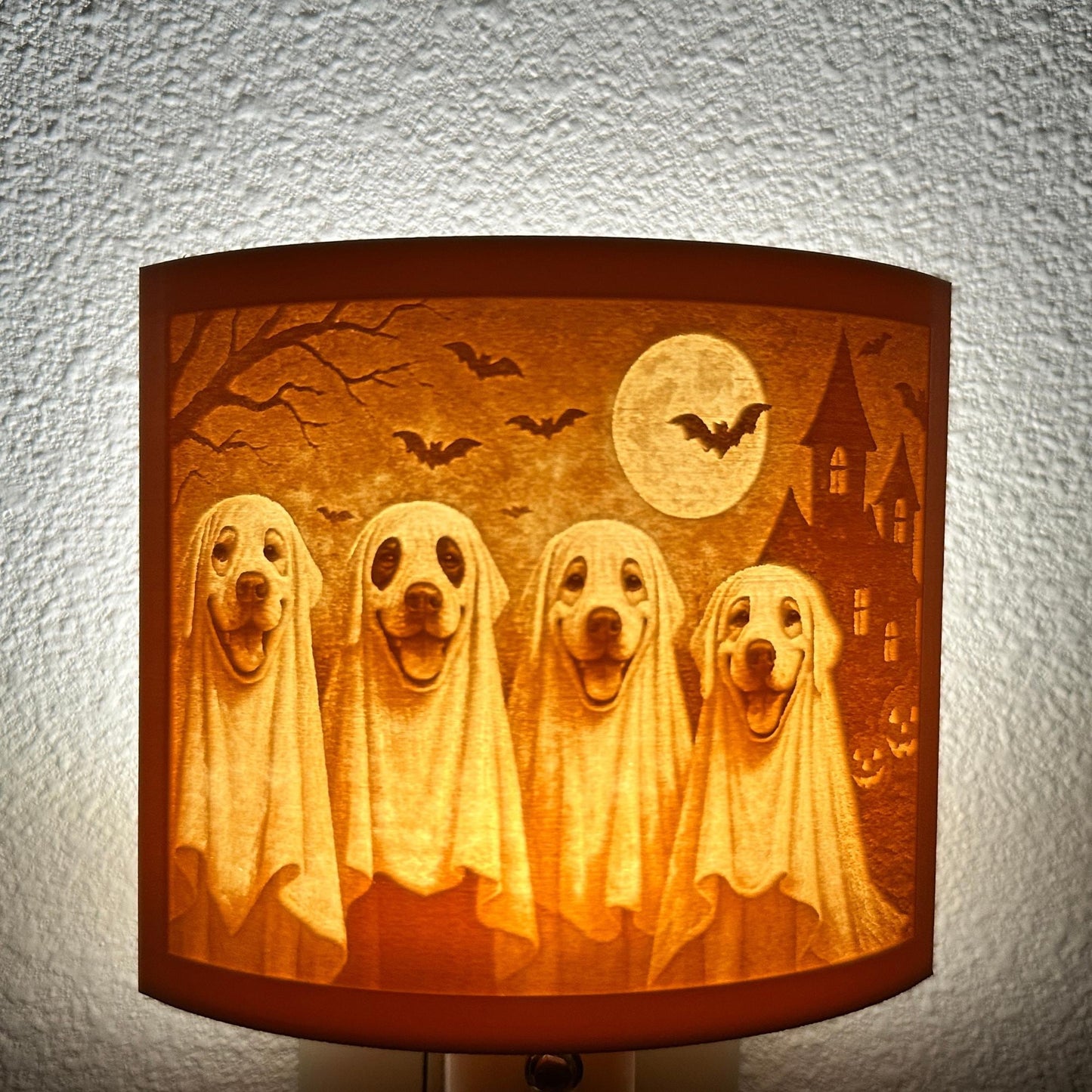 Haunted Pups Halloween Night Light | Whimsical Halloween Home Decor | White or Beige