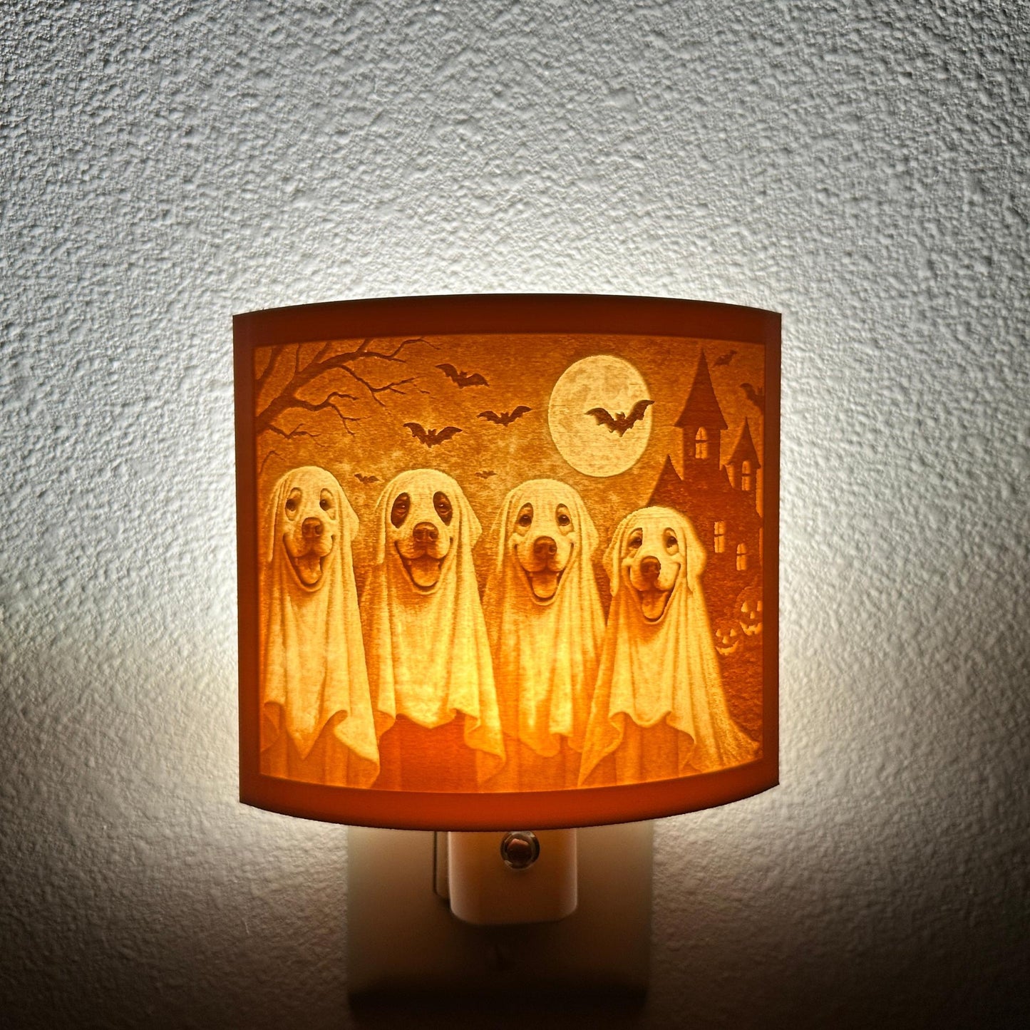 Haunted Pups Halloween Night Light | Whimsical Halloween Home Decor | White or Beige