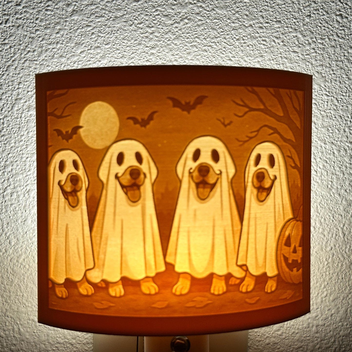 Ghost Pups Jack O' Lantern Night Light: Whimsical Halloween Decor