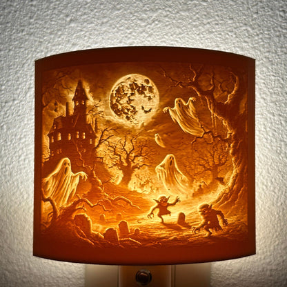 Haunted Forest Night Light – Halloween Ghost Scene