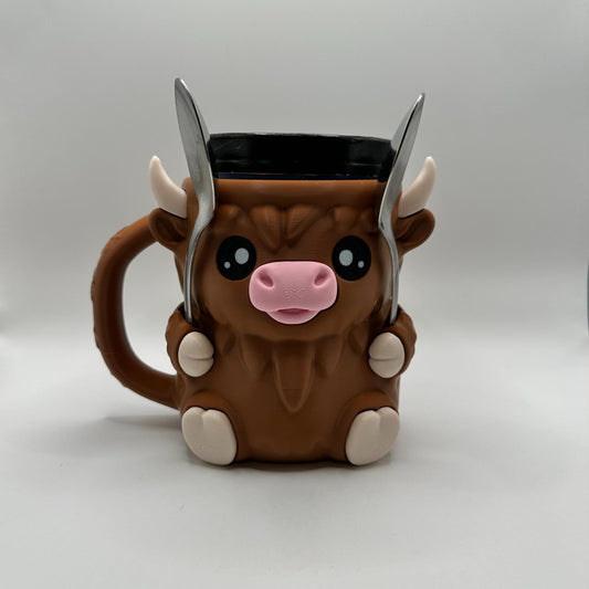 Highland Cow Ice Cream Pint Holder | Cute Dessert Sleeve | Spoon Holder | Custom Color Gift for Ice Cream Lovers