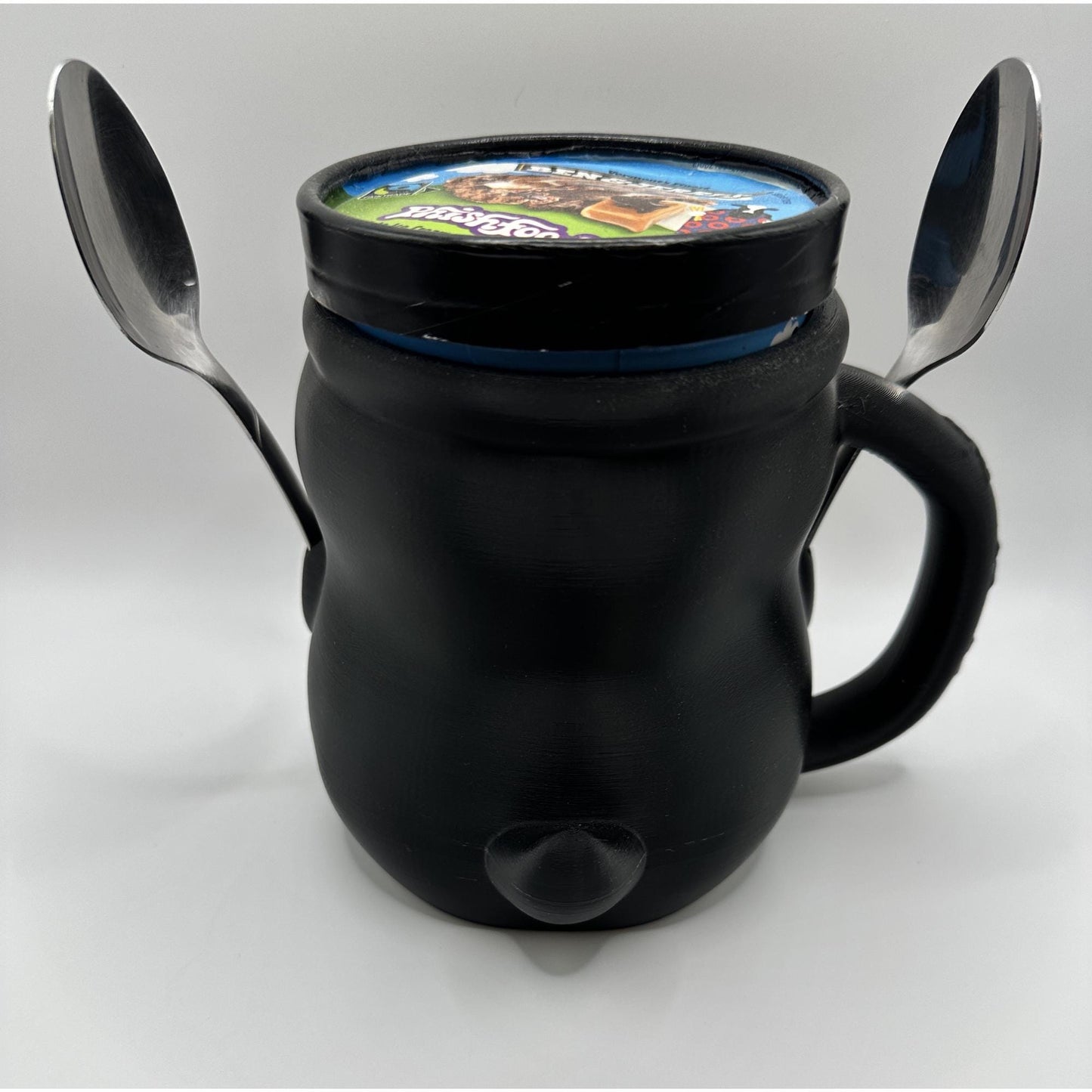 Penguin Ice Cream Pint Holder with Spoon Slots | Novelty Gift