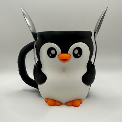 Penguin Ice Cream Pint Holder with Spoon Slots | Novelty Gift