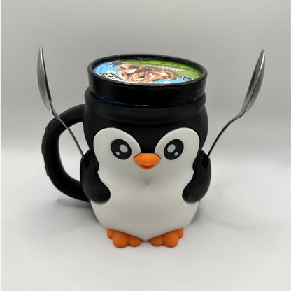 Penguin Ice Cream Pint Holder with Spoon Slots | Novelty Gift