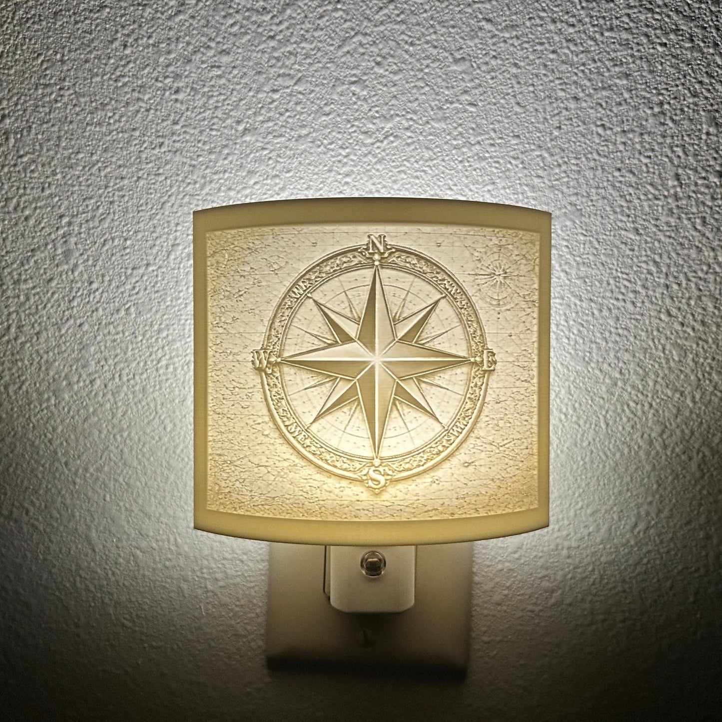 Compass Rose Night Light | Nautical Star LED Plug-In, Auto On/Off