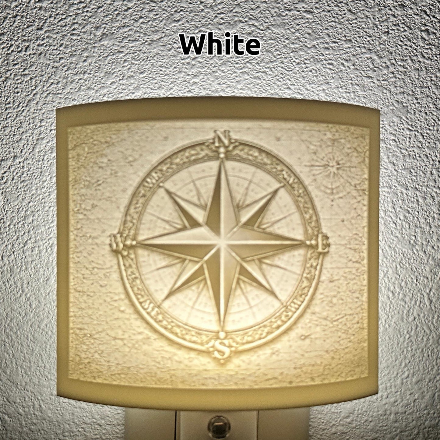 Compass Rose Night Light | Nautical Star LED Plug-In, Auto On/Off