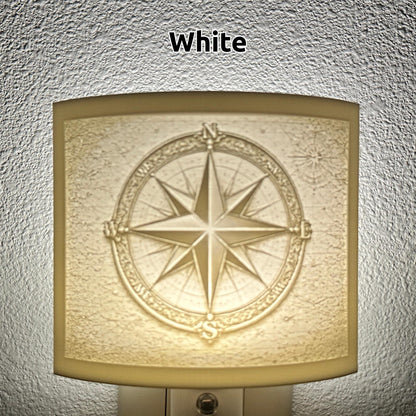 Compass Rose Night Light | Nautical Star LED Plug-In, Auto On/Off