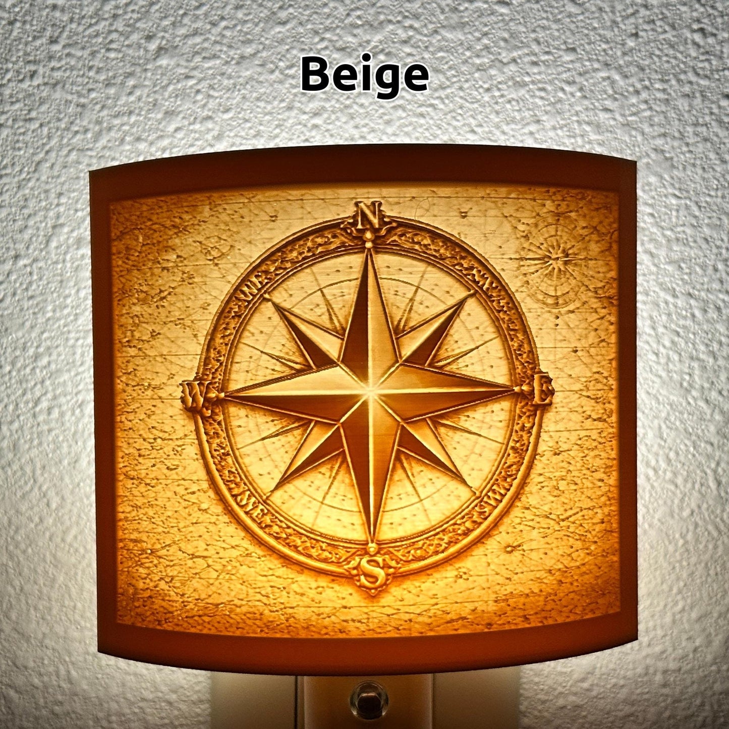 Compass Rose Night Light | Nautical Star LED Plug-In, Auto On/Off