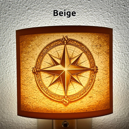 Compass Rose Night Light | Nautical Star LED Plug-In, Auto On/Off