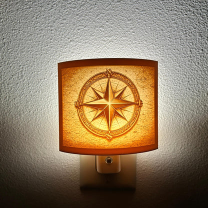 Compass Rose Night Light | Nautical Star LED Plug-In, Auto On/Off