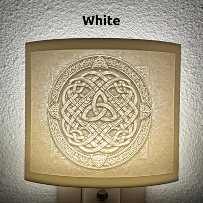 Celtic Knot Night Light – Auto On/Off Plug-In LED – Triquetra Wall Light
