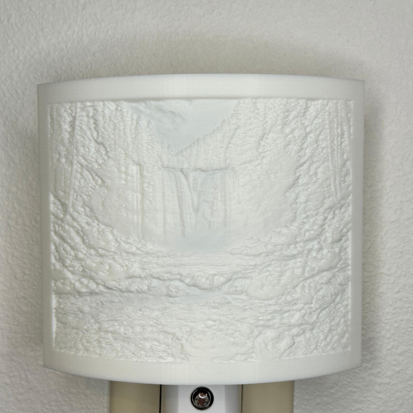 Waterfall Night Light – Auto On/Off Plug-In LED Lamp – Forest Nature Wall Light