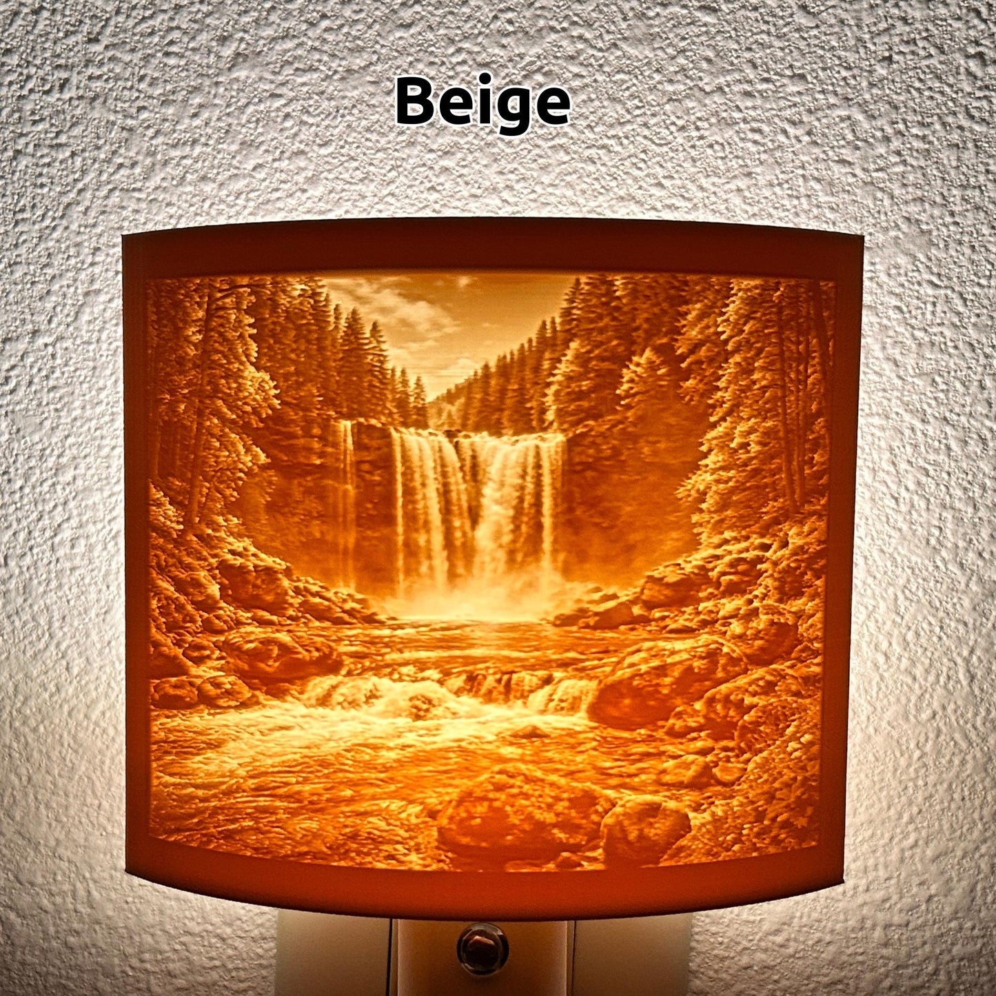 Waterfall Night Light – Auto On/Off Plug-In LED Lamp – Forest Nature Wall Light