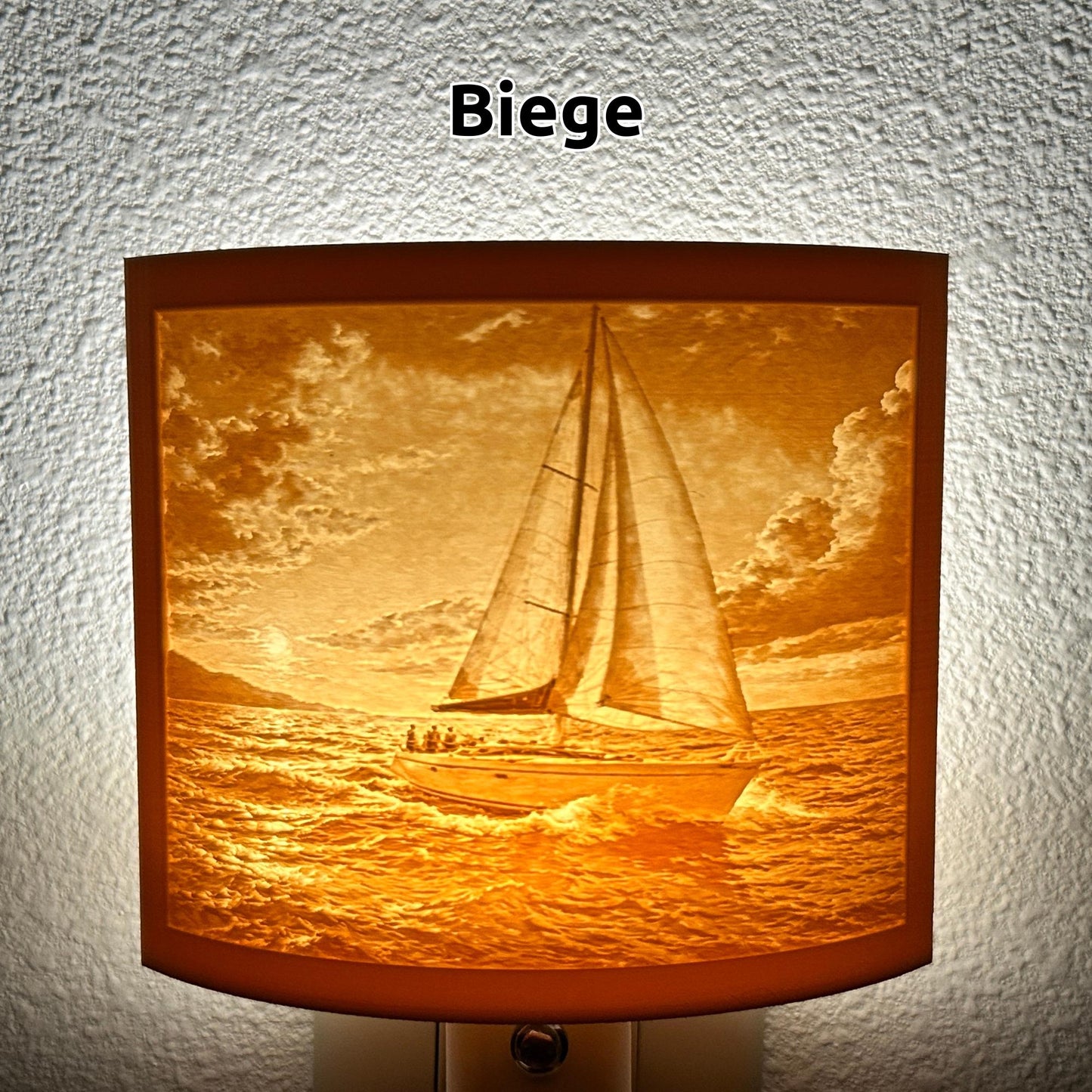 Sailboat Night Light – Auto On/Off Plug-In LED Lamp – Coastal Nautical Wall Light