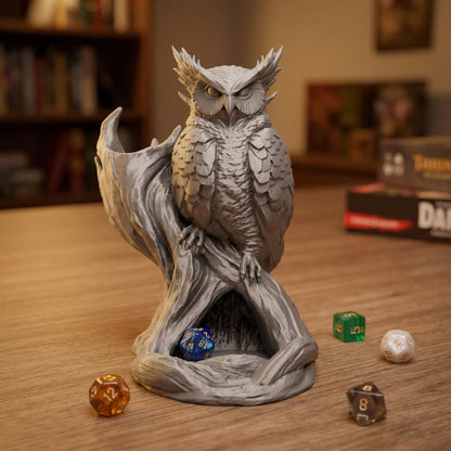 Owl Dice Tower | Tabletop RPG Dice Roller | D20 Fantasy Accessory | D&D Gift | Choose Your Color