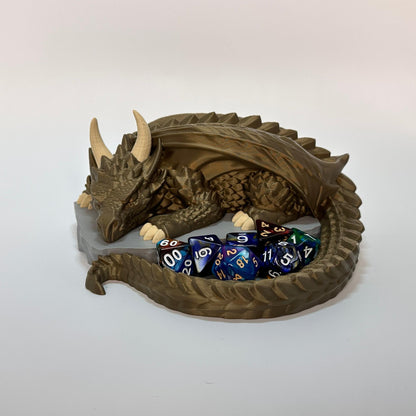 Dragon Dice Holder for DND, Sleeping Dragon Dice Tray, Tabletop RPG Dice Storage, Fantasy Gamer Gift, Dungeons and Dragons Decor