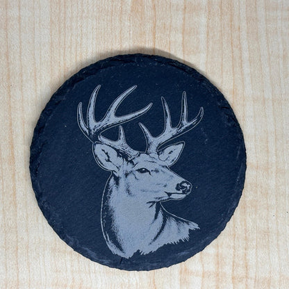 Whitetail Deer Slate Coaster, Hunter Gift, Rustic Cabin Décor