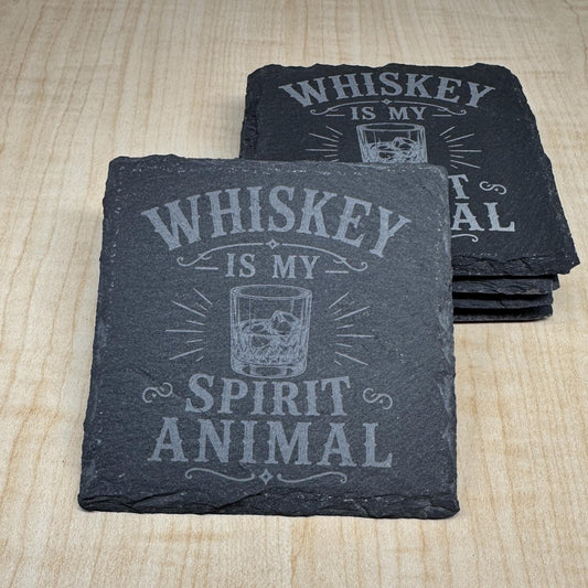 Whiskey Is My Spirit Animal Slate Coaster, Funny Whiskey Gift
