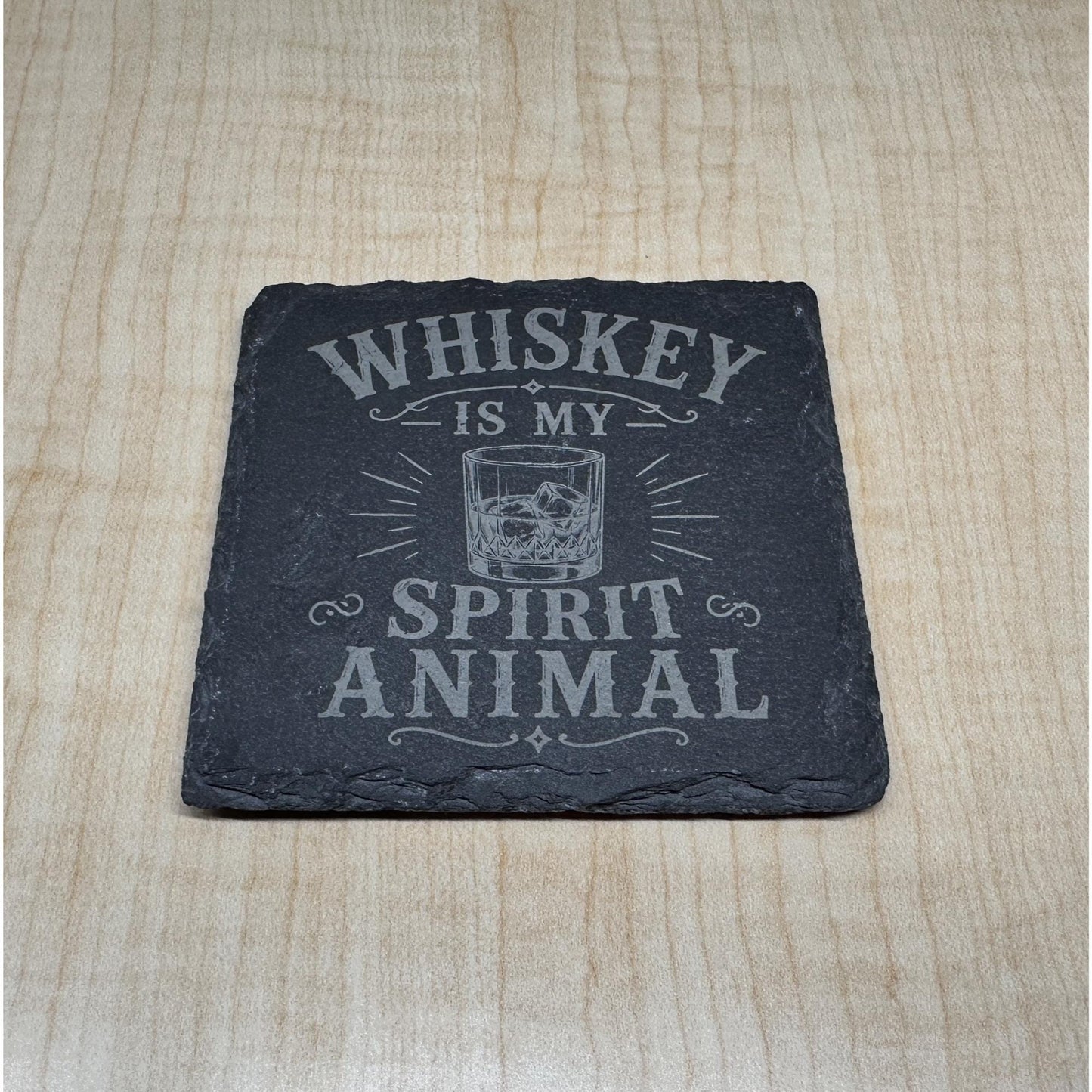 Whiskey Is My Spirit Animal Slate Coaster, Funny Whiskey Gift