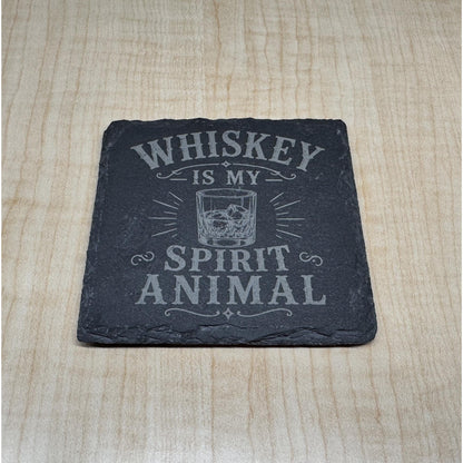 Whiskey Is My Spirit Animal Slate Coaster, Funny Whiskey Gift