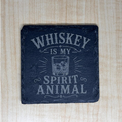 Whiskey Is My Spirit Animal Slate Coaster, Funny Whiskey Gift