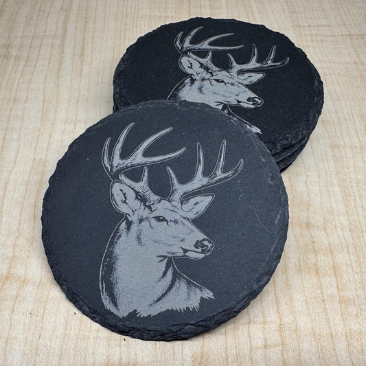 Whitetail Deer Slate Coaster, Hunter Gift, Rustic Cabin Décor