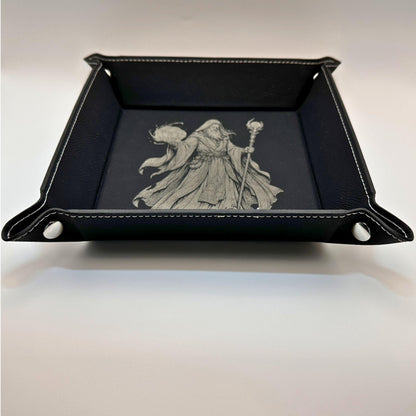 9" Rolling Area-Wizard Dice Tray, Engraved Fantasy Dice Rolling Tray, Tabletop RPG Gift