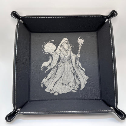 9" Rolling Area-Wizard Dice Tray, Engraved Fantasy Dice Rolling Tray, Tabletop RPG Gift