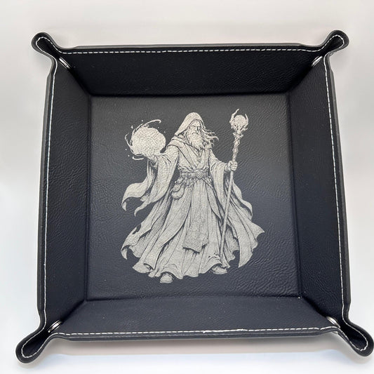 6" Rolling Area-Wizard Dice Tray, Engraved Fantasy Dice Rolling Tray, Tabletop RPG Gift