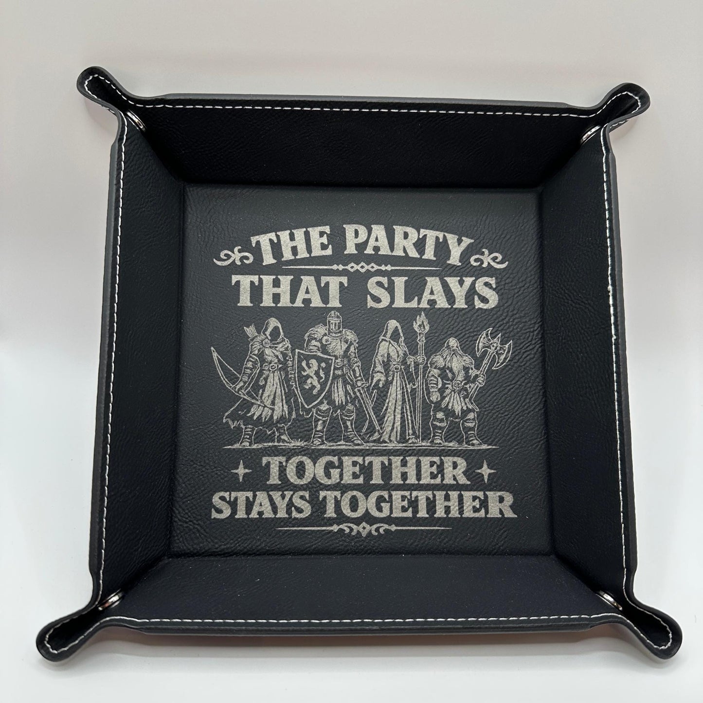 6" Rolling Area - Party That Slays Dice Tray, Engraved Fantasy Dice Rolling Tray, Tabletop RPG Gift