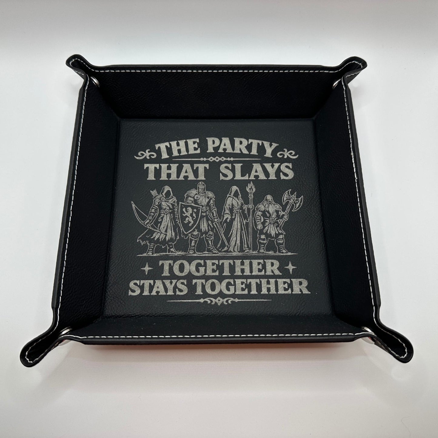 9" Rolling Area-Party That Slays Dice Tray, Engraved Fantasy Dice Rolling Tray, Tabletop RPG Gift
