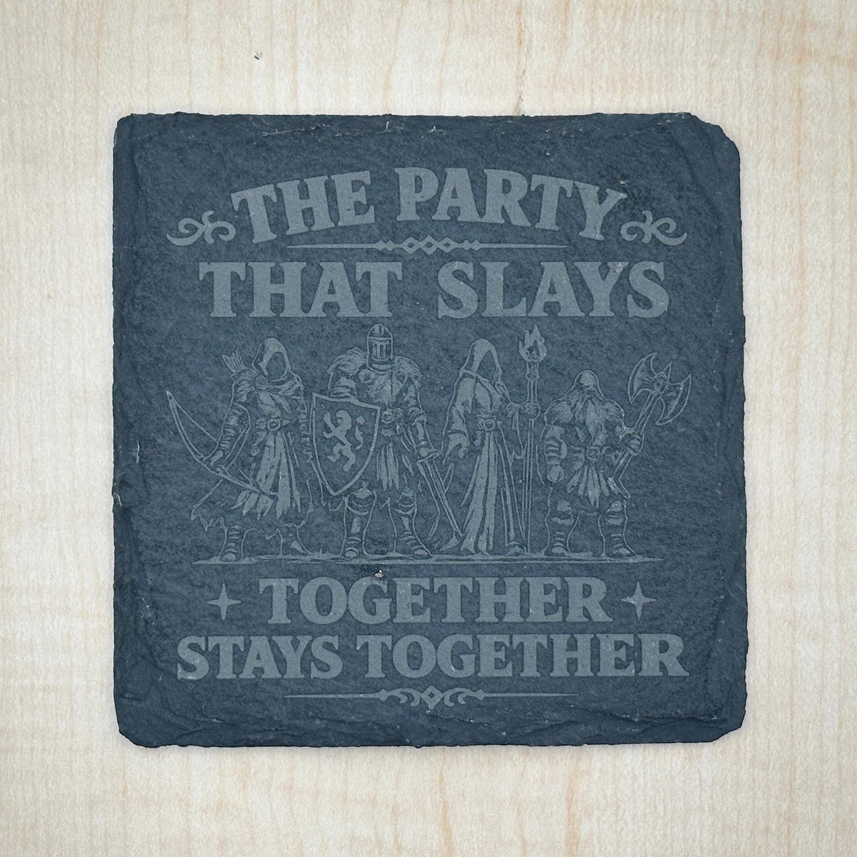 Tabletop RPG Slate Coaster, The Party That Slays Together, Fantasy Gamer Gift