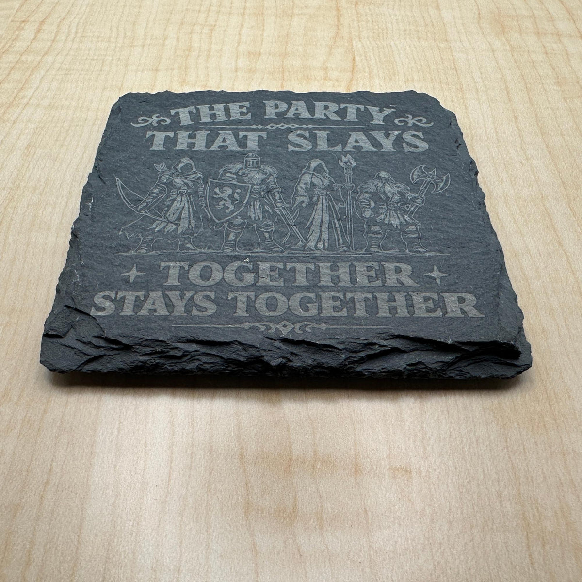 Tabletop RPG Slate Coaster, The Party That Slays Together, Fantasy Gamer Gift