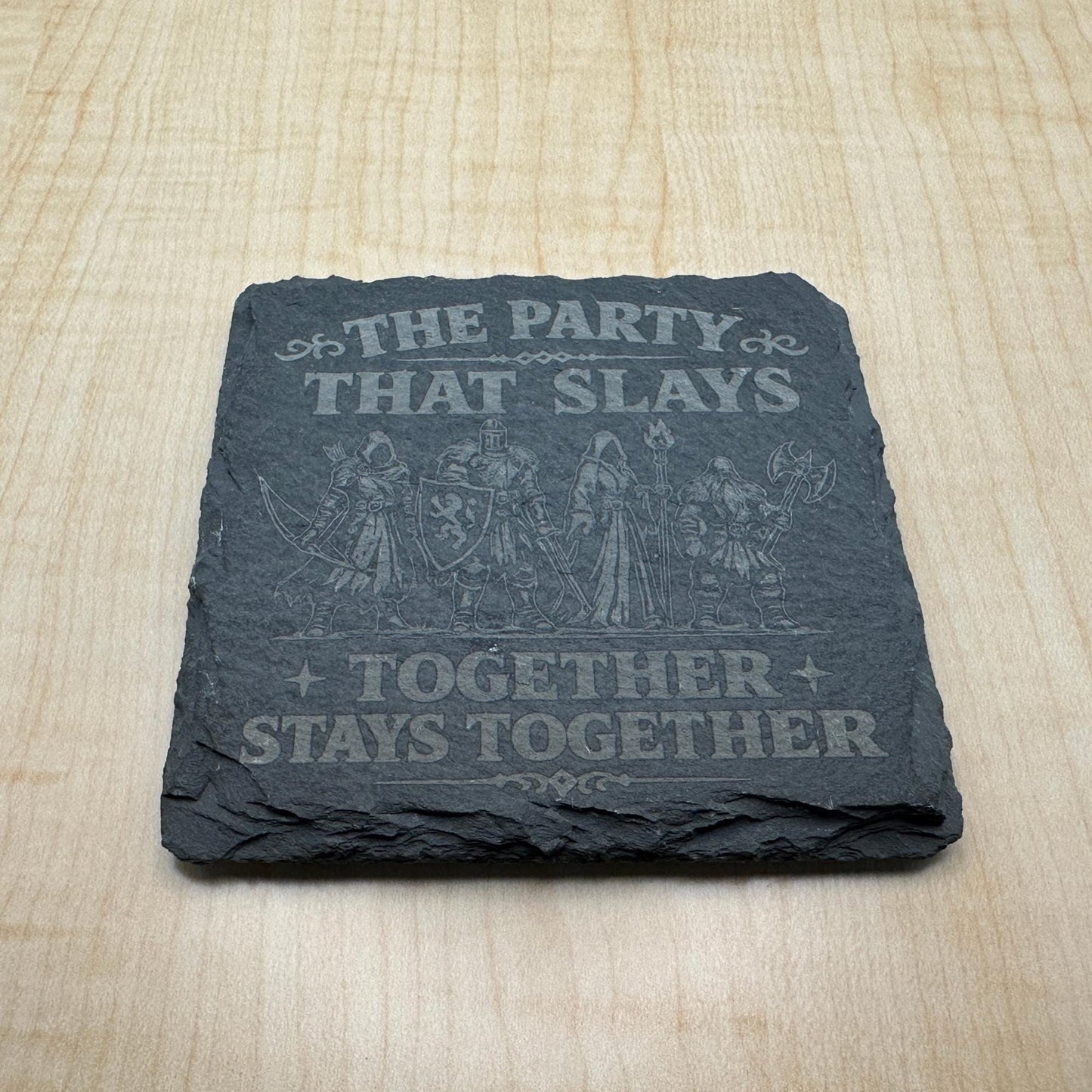 Tabletop RPG Slate Coaster, The Party That Slays Together, Fantasy Gamer Gift
