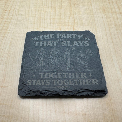 Tabletop RPG Slate Coaster, The Party That Slays Together, Fantasy Gamer Gift