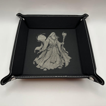 9" Rolling Area-Wizard Dice Tray, Engraved Fantasy Dice Rolling Tray, Tabletop RPG Gift