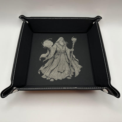 6" Rolling Area-Wizard Dice Tray, Engraved Fantasy Dice Rolling Tray, Tabletop RPG Gift