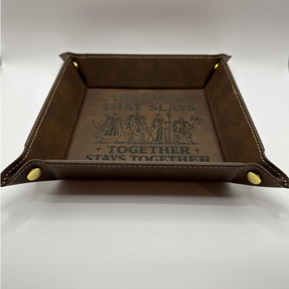 9" Rolling Area-Party That Slays Dice Tray, Engraved Fantasy Dice Rolling Tray, Tabletop RPG Gift