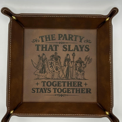 9" Rolling Area-Party That Slays Dice Tray, Engraved Fantasy Dice Rolling Tray, Tabletop RPG Gift