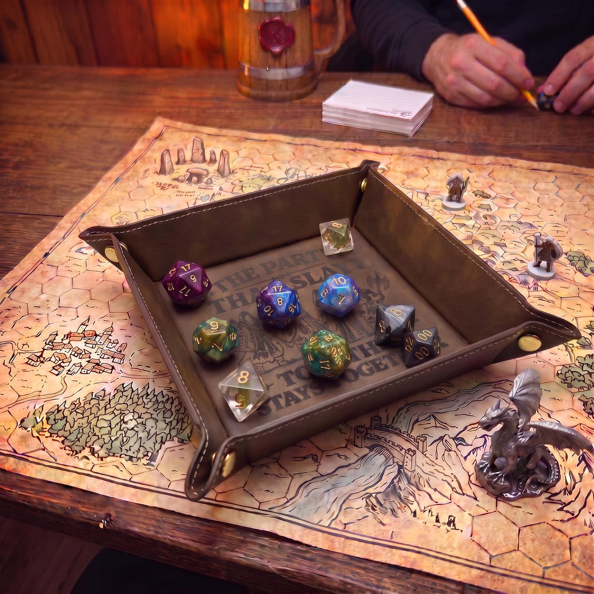 9" Rolling Area-Party That Slays Dice Tray, Engraved Fantasy Dice Rolling Tray, Tabletop RPG Gift
